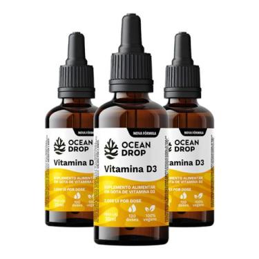 Imagem de Kit 3 Vitamina D3 2000 UI em Gotas Ocean Drop Vegana 30ml