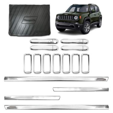 Imagem de Kit Cromado Renegade 2015 a 2018  Friso Slim  Apliques de Maçaneta Key