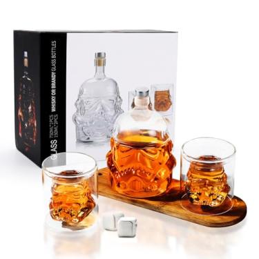 Imagem de Conjunto de decantadores de uísque para homens com 2 taças de vinho de 150 ml, garrafa de uísque para bourbon, vodca, decantador de licor, presentes de álcool, presente de Dia dos Namorados para