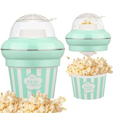 Imagem de MAISON HUIS Máquina de pipoca, máquina de pipoca de ar de 1100 W com baldes duplos, sem óleo, pop rápido de 2 minutos, grande capacidade de 5,3 QT, alta taxa de estouro para home theater, verde