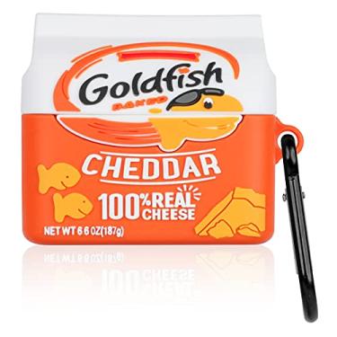 Imagem de Oqplog Capa para AirPod Pro 2019/Pro 2ª geração 2022 Capa de comida para AirPods Pro Capas de silicone Air Pods Pro Bonito Engraçado Desenhos Animados 3D Kawaii Divertido Macio Exclusivo para Meninas Meninos Adolescentes Meninas (Biscoito de Peixe Dourado)