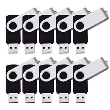 Imagem de Flash Drive, Wellsenn USB Flash Drive 1, 2, 4,8 GB x 10 unidades de memória de volume de drive externo USB Stick armazenamento USB portátil Thumb Drive Pen Drive Pack, 2GB-Black*10, 2GB-Black*10