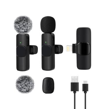Imagem de Zyerch 2 microfones sem fio Lavalier para iPhone iPad, microfone sem fio para gravação de vídeo, transmissão ao vivo de jogos, entrevistas, YouTube, TikTok, Vlog