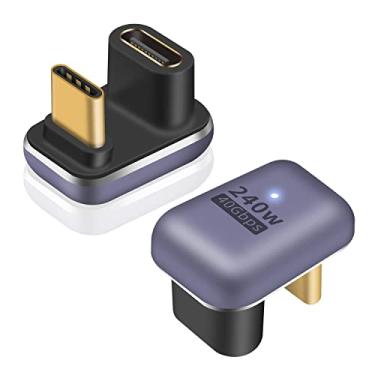 Imagem de Poyiccot Adaptador USB C de 180 graus 240W, pacote com 2 unidades USB C em forma de U com ângulo de 180 graus, conector extensor USB 4.0 tipo C, suporta dados de 40 Gbps e vídeo 8K para Thunderbolt