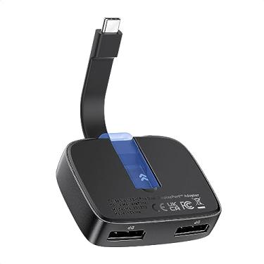 Imagem de Cable Matters Adaptador portátil 8K ou Dual 4K 60Hz USB C para DisplayPort duplo, Thunderbolt dobrável para 2X DisplayPort adaptador - não suporta dois monitores no macOS