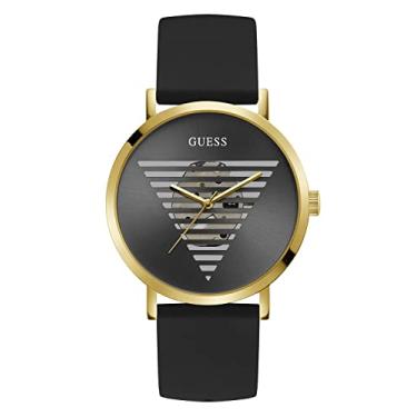 Imagem de GUESS Relógio masculino 44,0 mm - pulseira preta, mostrador preto, caixa dourada, Preto, Relógio analógico, movimento de quartzo