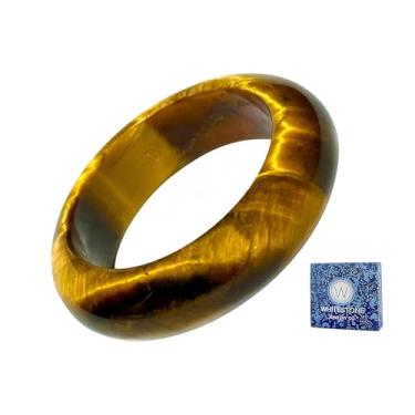 Imagem de WHITESTONE JEWELRY CO. Coleção de anéis de pedra Maya | Aliança de pedra natural para mulheres e homens | Anel empilhável | 6 mm de largura, Pedra pedra preciosa, Olho de tigre