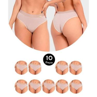 Imagem de Kit 10 Calcinha Cotton Confort Algodão Tanga Básica Feminina Conforto 