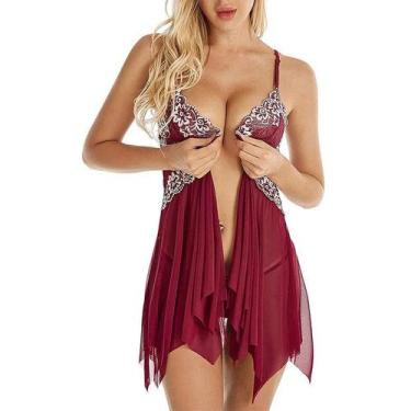 Imagem de Conjunto de Lingerie Transparentes ElaShopp, Vinho