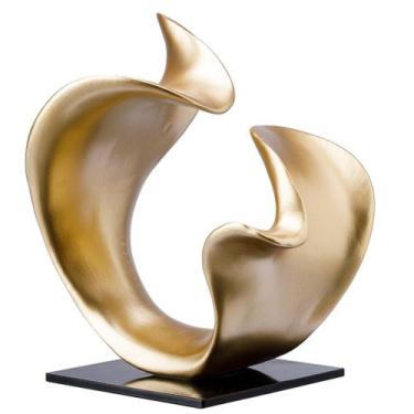 Imagem de Escultura Decorativa De Poli-Resina Abstrata Dourada Rafimex