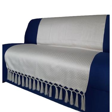 Imagem de Capa Manta Sofá Sala Xalé Bege Jacquard Poa 0,90x1,80