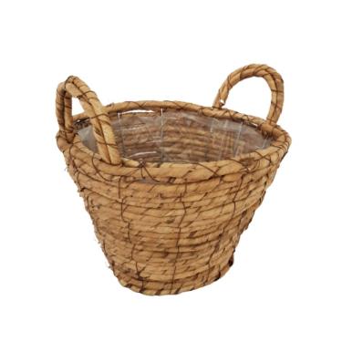 Imagem de Cesto Multi Uso Aramado Em Palha Natural Alt 19cm X18cm Diâmetro