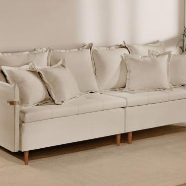 Imagem de Sofá Fixo Atlas 3 Lugares Luxo 2,00 M Bege Claro