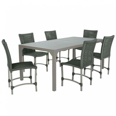 Imagem de 6 Cadeiras Corda Náutica E Mesa Tampo 2,00m Ripado Alumínio Verde