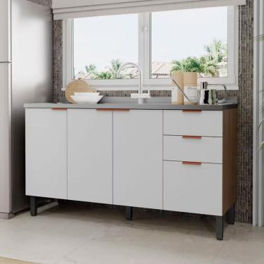 Imagem de Balcão Bartira Universal Com 3 Portas E 3 Gavetas Grapia-branco