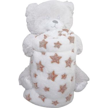 Imagem de Bichinho Com Pelúcia 18cm Com Manta 75x75cm Ursinho Marrom