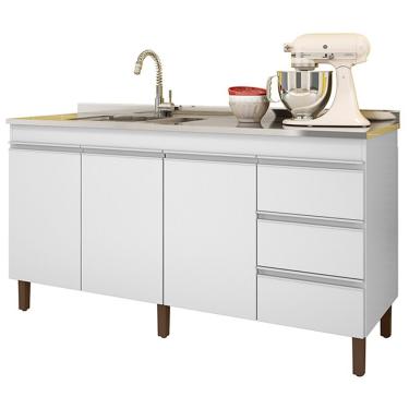 Imagem de Balcão Karen Para Pia 1,59cm 3p 3g Branco Plla