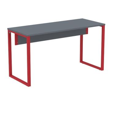 Imagem de Mesa Escritório P25 Tub Pandin 120 Cm (larg) Tampo Mdp Grafito Pé Aço Tubular Vermelho