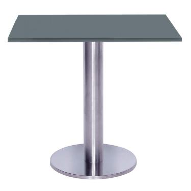 Imagem de Mesa Beta Big Inox 75 Cm (alt) Disco Redondo Tampo Mdp Quadrado 60 Cm (larg) X 2,50 Cm (alt) Grafito