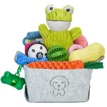 Imagem de MRSOHRET 20 peças de brinquedos para mastigar filhotes para dentição, brinquedos para mastigar cães com corda, escova de dentes para cães de estimação, bolas de petisco, brinquedos de pelúcia e