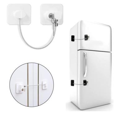 Imagem de Trava Segurança Cadeado Geladeira Gaveta Sem Fura Branco - Things Nerd