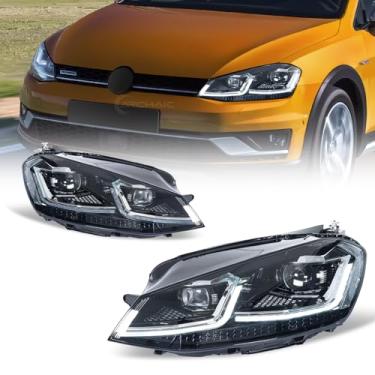 Imagem de LONGDING Conjunto de faróis de LED compatível com VW Golf 7 MK7 TSI TDI 2014-2017, com seta sequencial