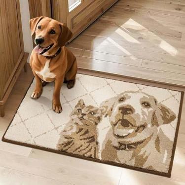 Imagem de COSY HOMEER - Tapete de porta 50,8 cm x 81,3 cm antiderrapante tapete de entrada lavável absorvente tapete de boas-vindas engraçado cão caçador de sujeira para patas enlameadas tapetes de porta