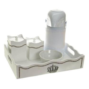 Imagem de Kit Higiene Com Capa Fantasia Strass E Corôa Quarto Bebê - Potinho de 