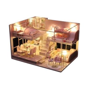 Imagem de Casa de Boneca em Miniatura de Madeira 3D - DIY com Luzes LED - Aparta