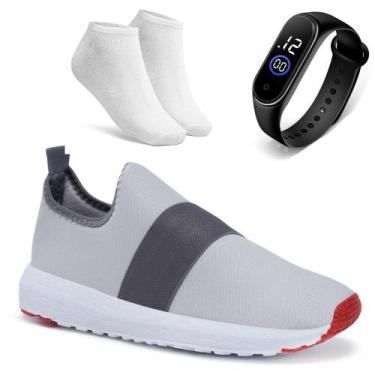 Imagem de Kit Tênis Meia Unissex Macio Ortopédico Para Caminhada Corrida + Relóg