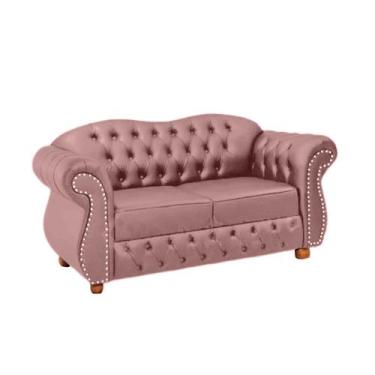 Imagem de Namoradeira Chesterfield Merlo 2 Lugares - Veludo Rosa / Decoração, re