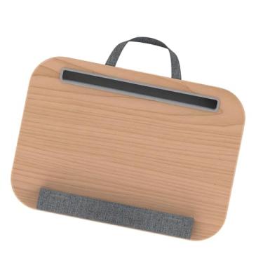 Imagem de FVDPWYE Mesa de colo para laptop, mesa para laptop para cama, escrita, versátil, suporte para tablet com almofada para dormitório, cama, casa, viagem, sofás, Cor de Madeira