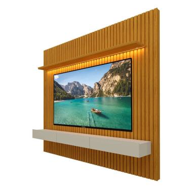 Imagem de Estante Home Painel para Tv Nobre Clean 2.2 Naturale com Off White Ripado - Gelius Móveis