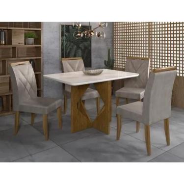 Imagem de Mesa de Jantar Madrid 90x90cm com 4 Cadeiras Califórnia Minas Plac, ci
