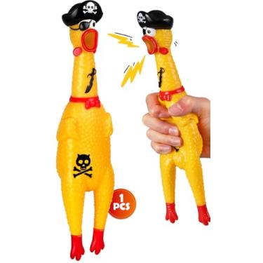 Imagem de Swooflia Brinquedo de borracha gritando galinha – galinha gigante amarela 30,5 cm brincadeira engraçada para cachorro de borracha novidade presentes de festa e buscar (1 pacote)