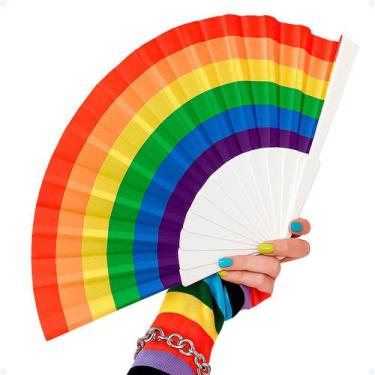 Imagem de Leque LGBT Arco Íris Grande Colorido Festa Carnaval Parada - Hxt