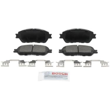 Imagem de BOSCH BE906H Conjunto de pastilhas de freio a disco de cerâmica azul com ferragens - Compatível com Lexus ES300, ES330; Toyota Avalon, Camry, Sienna, Solara, Tacoma; FRENTE