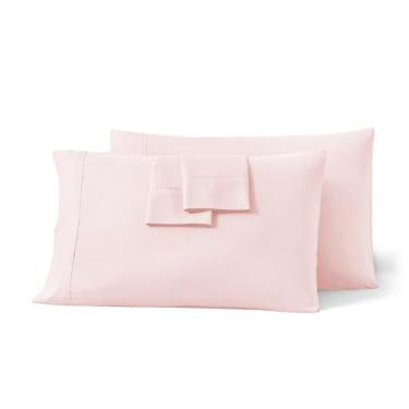 Imagem de Conjunto de fronhas Queen de 2 a 100% algodão egípcio 600 fios rosa blush 50 x 76 cm com fecho de envelope macio, amigo da pele, capas de travesseiro de qualidade de hotel para cama
