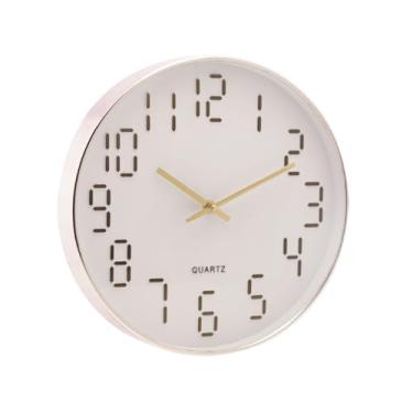 Imagem de LYOR - Relógio de Parede em Plástico Quartz Branco com Dourado 30,5cm x 4cm - Decoração de Parede - Organização - Enfeites - Utilidades Domésticas