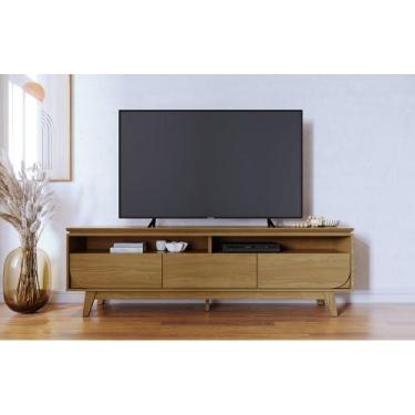 Imagem de Bancada Selene 2m Para TV até 75'' com 3 Gavetas e Pés Retrô - Cumaru 