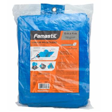 Imagem de Lona Polietileno 6x4 M Com Cantos Reforçados Azul Famastil