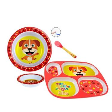 Imagem de Kit Prato Divisória + Fundo + Raso + Colher Silicone Bebê - Arts, Cach