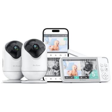 Imagem de Babá Eletrônica de Bebê Inteligente VistaView com 2 Câmeras 1080P e 2K, Controle Via App, Alertas de Choro e Movimento, Visão