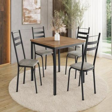 Imagem de Conjunto Sala de Jantar Mesa Quadrada 90cm Tampo BP com 4 Cadeiras Adr