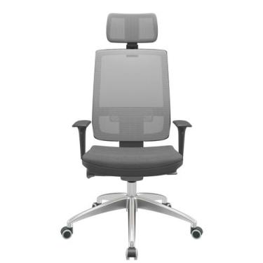 Imagem de Cadeira Office Brizza Tela Cinza Com Encosto Assento Poliester Cinza A