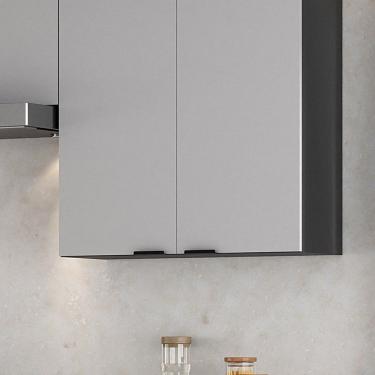 Imagem de Armário 80cm 2 Portas Mdf Dobradiças Slow Motion Lumina Itatiaia Grafite/cinza