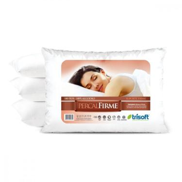 Imagem de Travesseiro Lavável Percal Firme 50x70cm Algodão Trisoft Branco