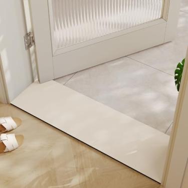 Imagem de BANEBOR Tapete de banho cortável, tapete de porta de entrada longo ultra-estreito, tapete de pedra absorvente de água para banheiro (marfim, 99 x 30 cm)