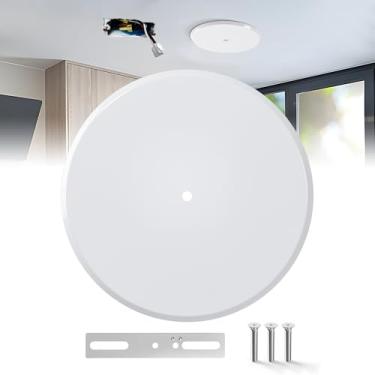 Imagem de Placa de cobertura de teto, placa de parede de metal em branco de 12 cm serve para orifícios de caixa elétrica redondos/octógonos de 8,5 cm a 10,2 cm, placa de cobertura para detector de fumaça com