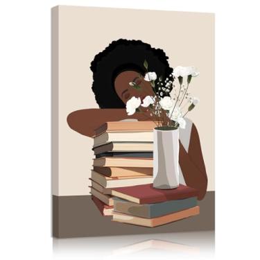 Imagem de COLOR VALLEY ART Arte de parede afro-americana emoldurada - decoração de parede preta moderna, pinturas em tela impressões decoração de quarto de menina preta para estudo, quarto, sala de estar